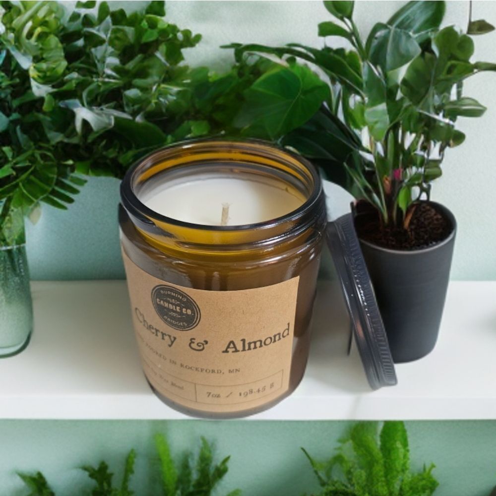 Black Cherry & Almond Hand Poured 7oz Candle
